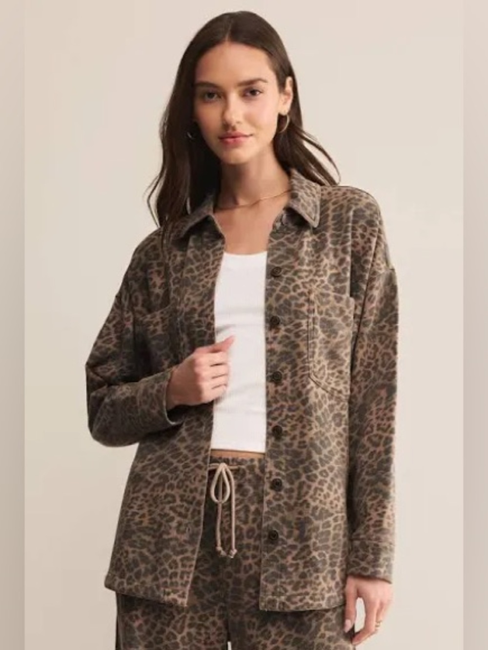 Z Supply All Day Knit Jacket Leopard